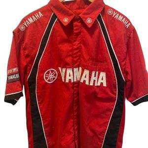 Yamaha racing snap button embroidered short sleeve shirt